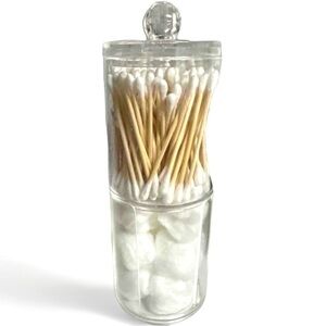 clear cotton ball cotton swab organizer cotton pad | 2 tier bathroom organizer